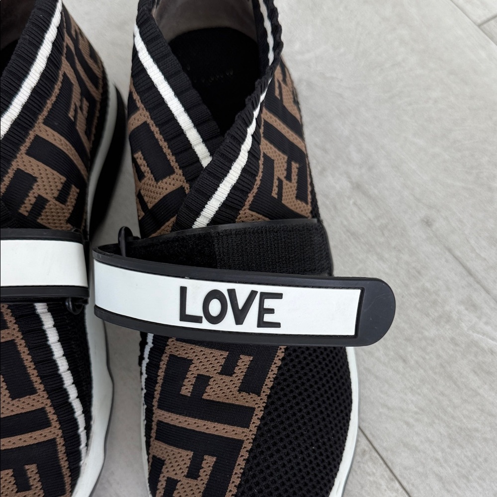 Fendi Black and Brown Love Sneakers - Picture 7 of 8